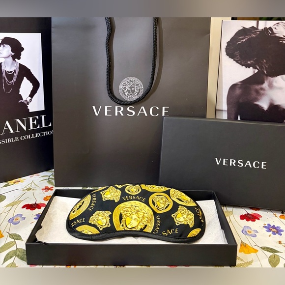 Versace Accessories - NWT VERSACE Black/Gold Medusa Motif Sleep Mask with box/shopping bag/Tissue 🖤💛
